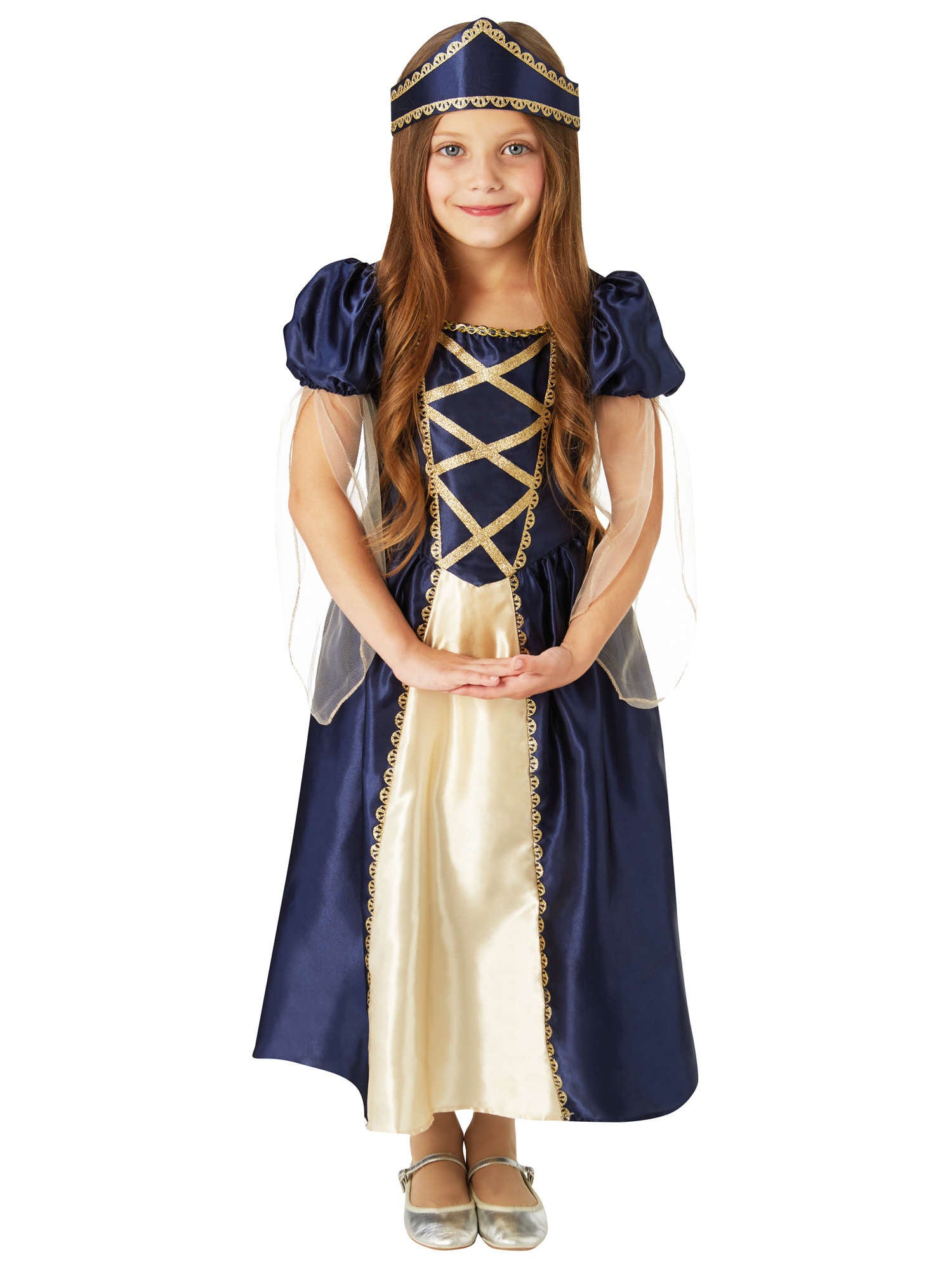 Rubies Renaissance-Kinderkostüm für Mädchen mit Kleid und Headpiece – Detailansicht