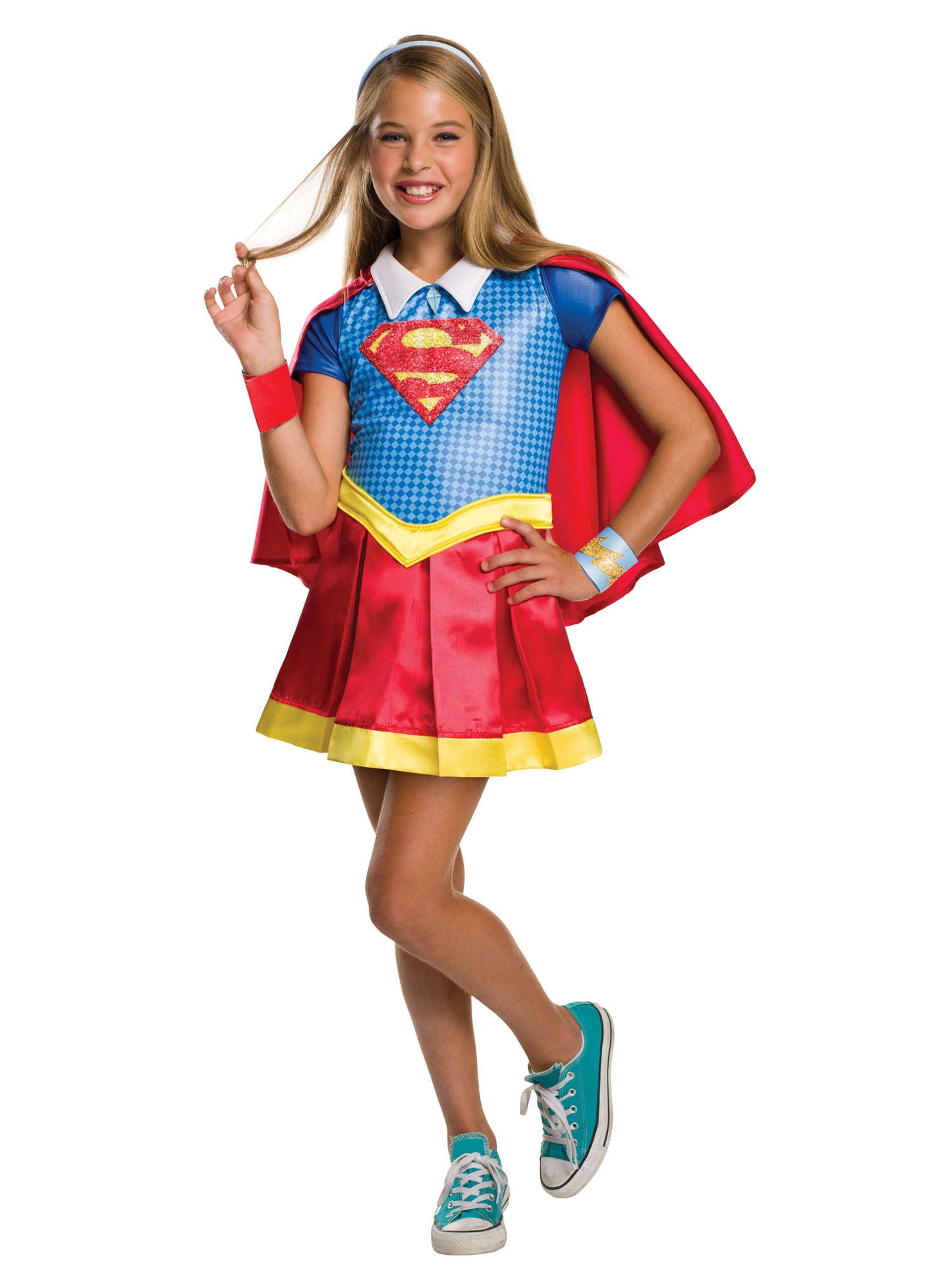 Rubies Supergirl Kinderkostüm Deluxe mit Kleid und Umhang – DC Super Hero Girls – Produktansicht