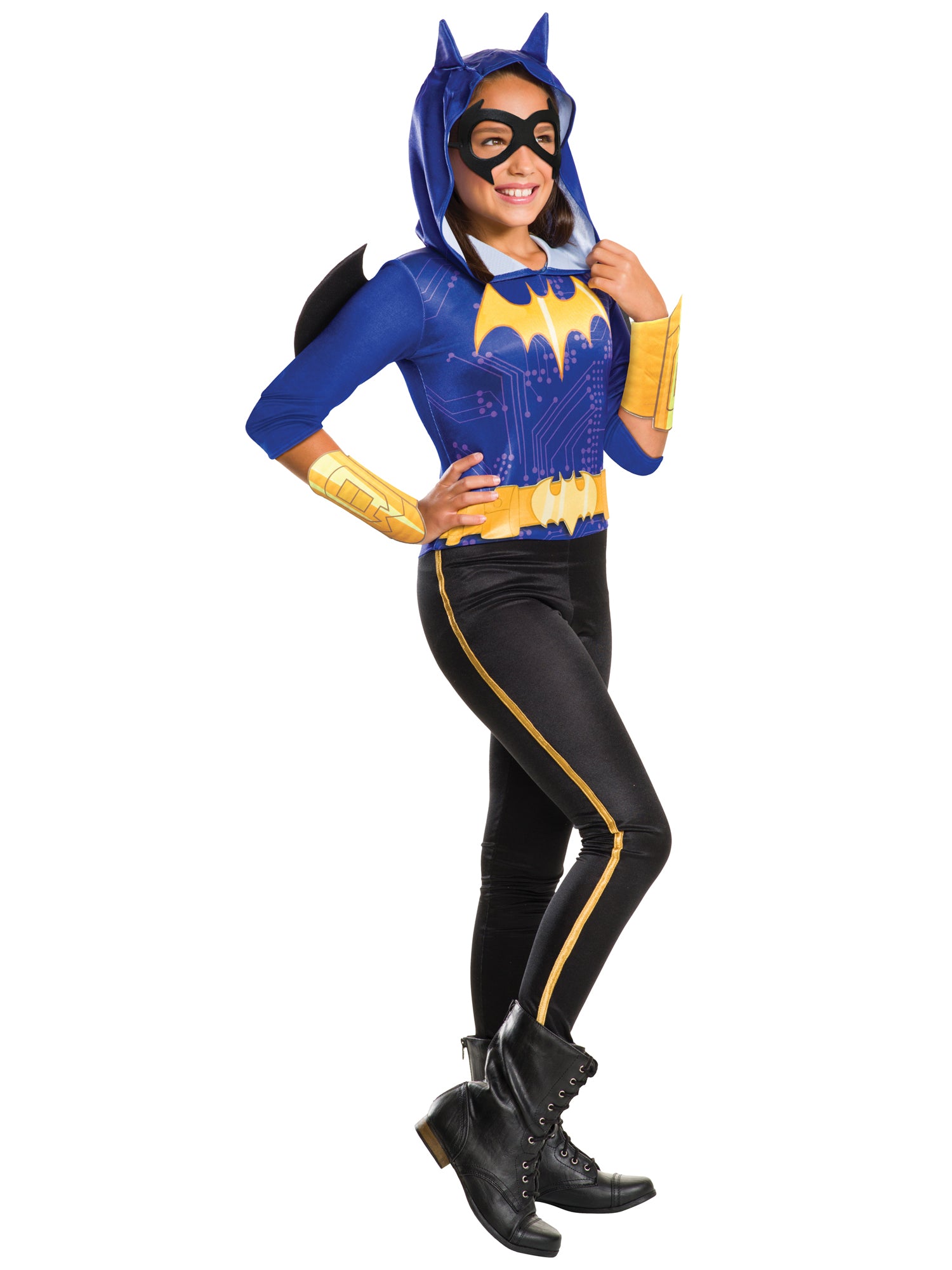 Rubies Batgirl Kinderkostüm für Mädchen mit Overall, Flügeln, Gürtel und Maske – Detailansicht