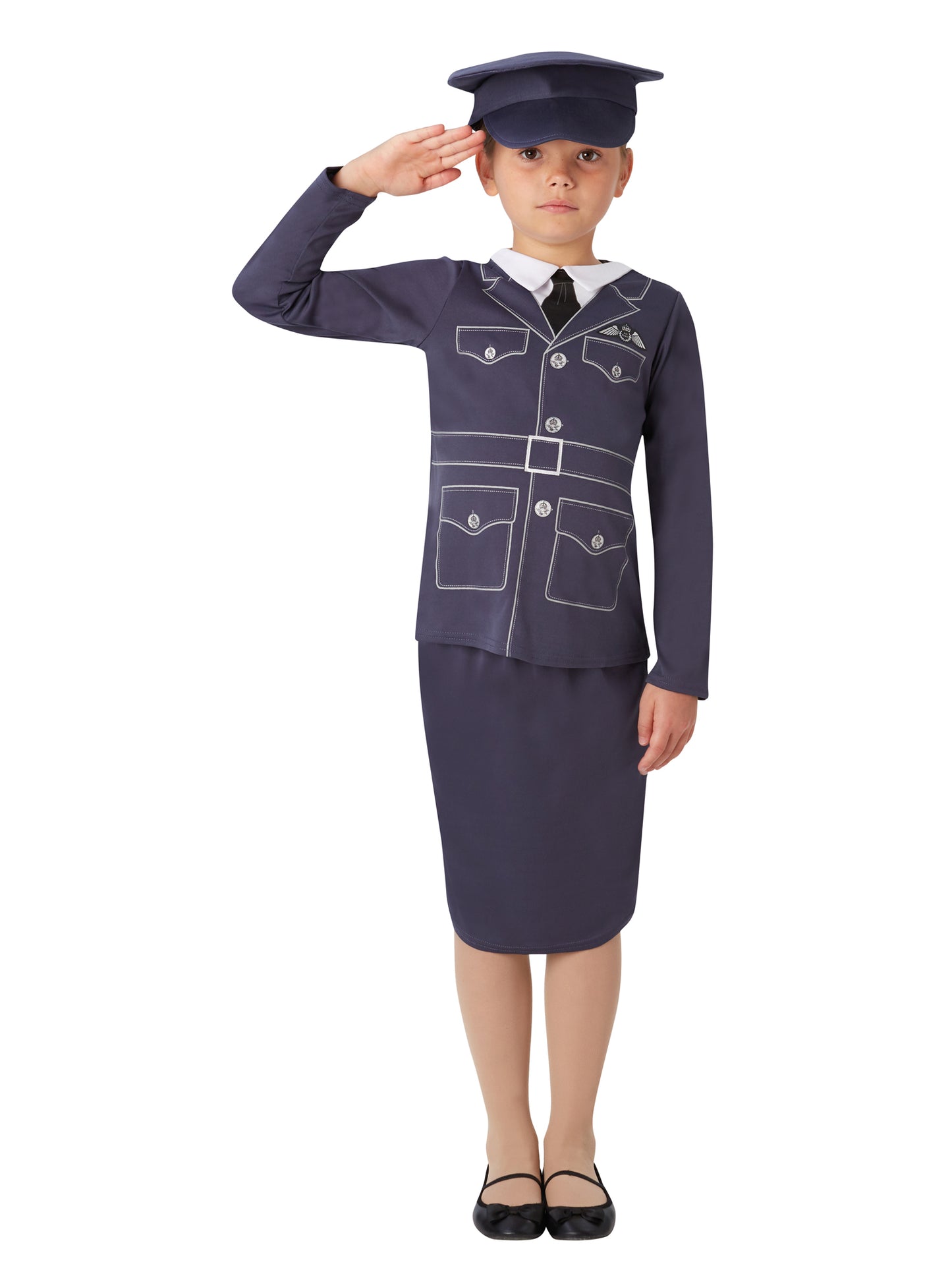 Rubies WRAF Girl Kinderkostüm für Mädchen mit Top, Rock und Hut – Produktansicht