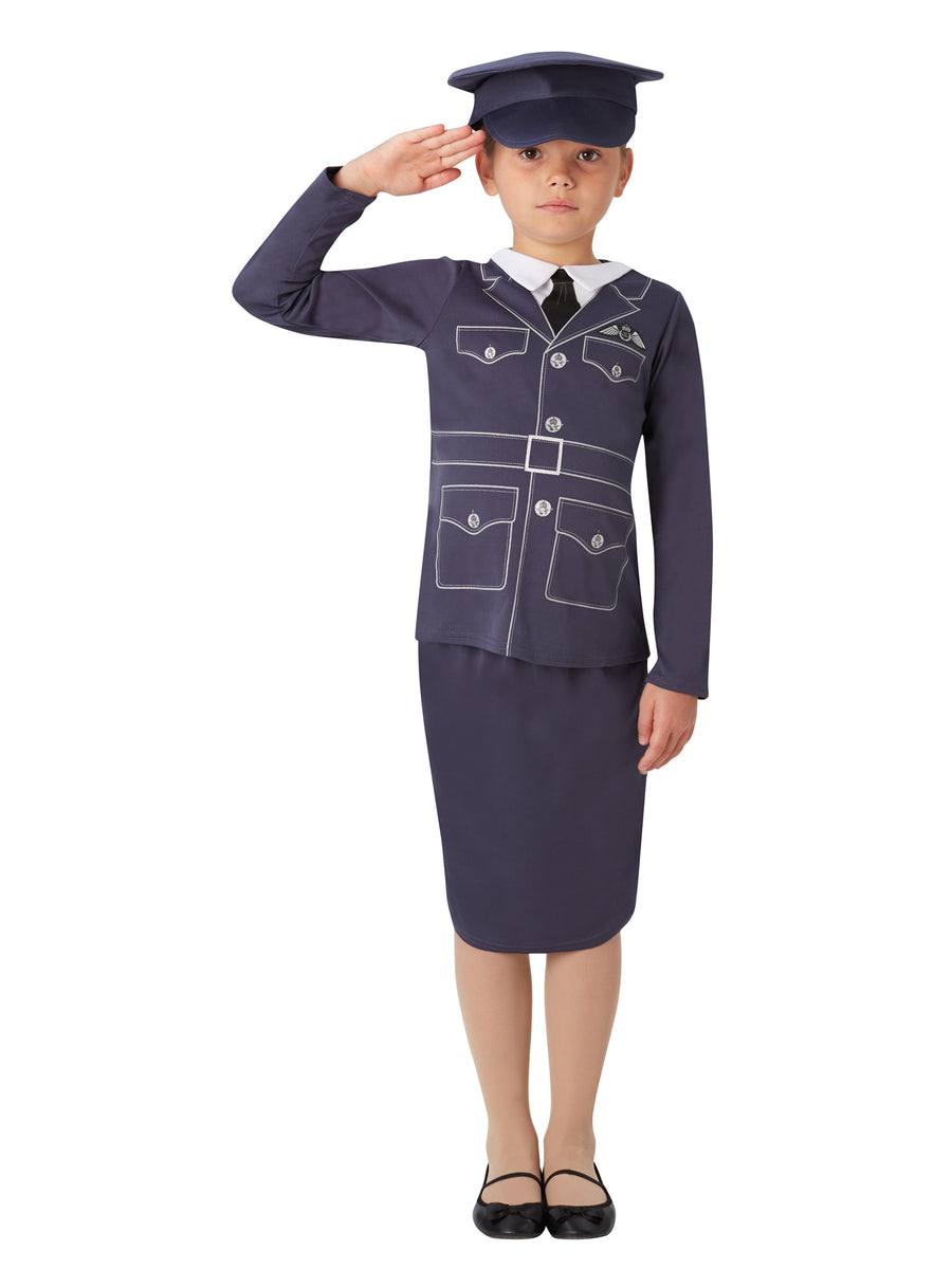 Rubies WRAF Girl Kinderkostüm für Mädchen mit Top, Rock und Hut – Produktansicht