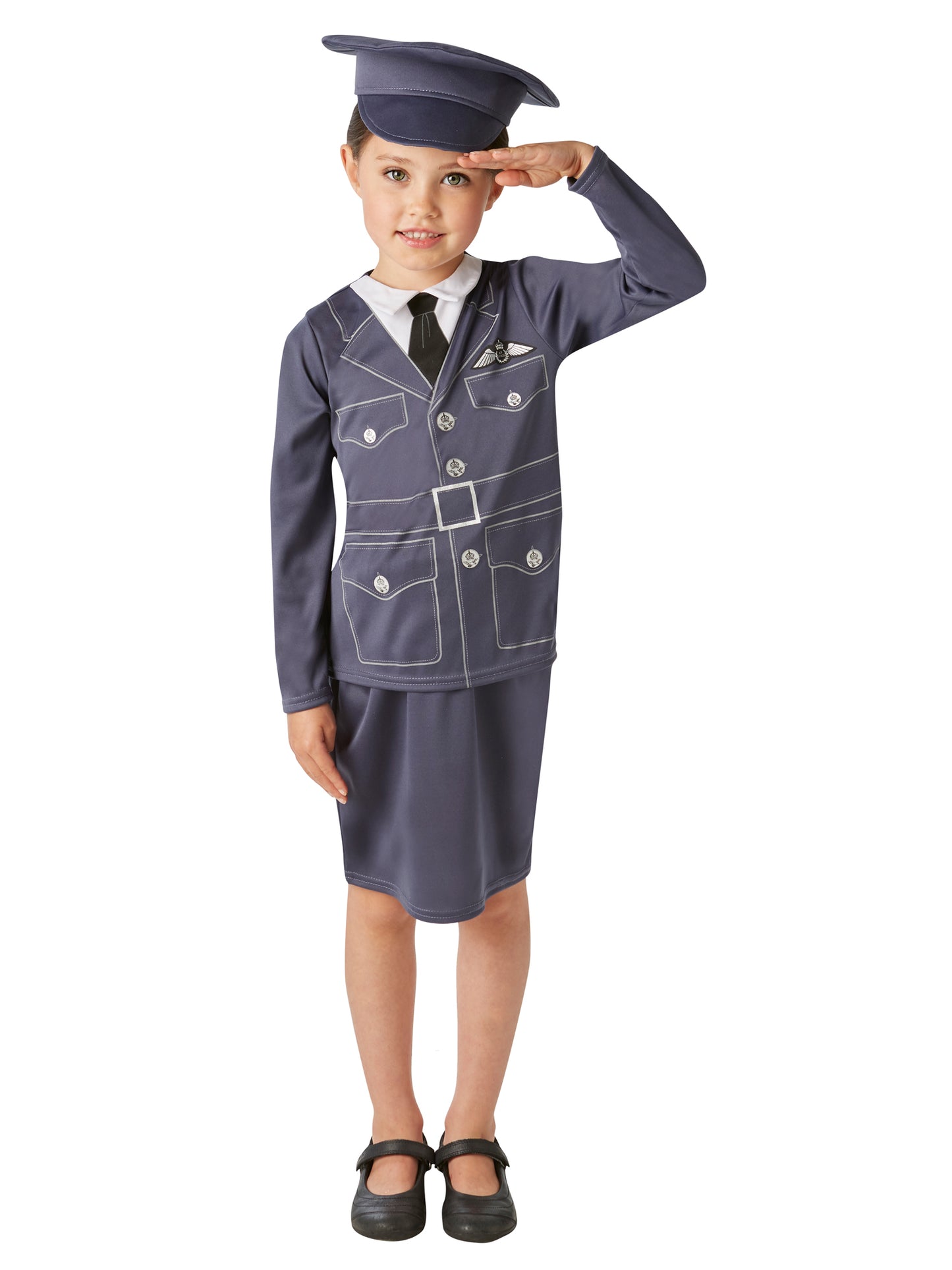 Rubies WRAF Girl Kinderkostüm für Mädchen mit Top, Rock und Hut – Detailansicht