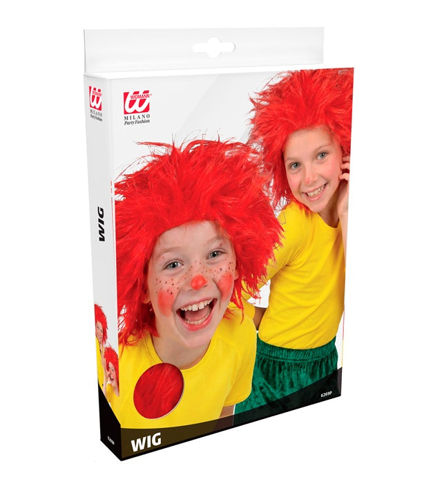 Rote Cartoon-Perücke im voluminösen Stil für Fasnacht und Karneval