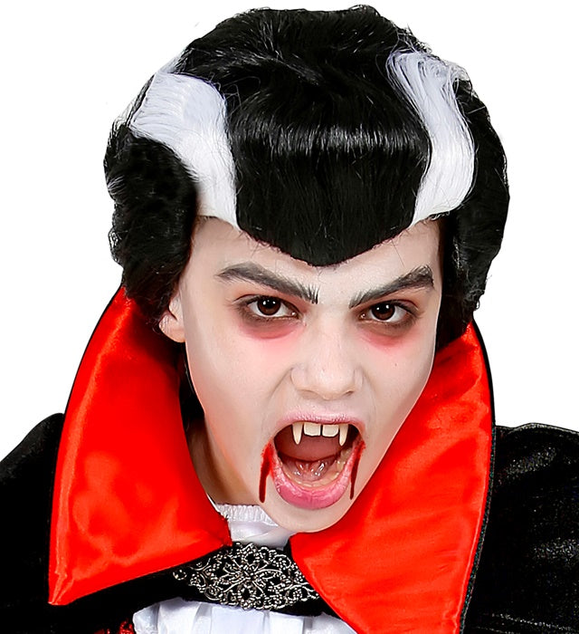 Schwarze Vampirperücke für Halloween und Fasnacht