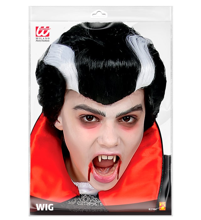 Schwarze Vampirperücke für Halloween und Fasnacht