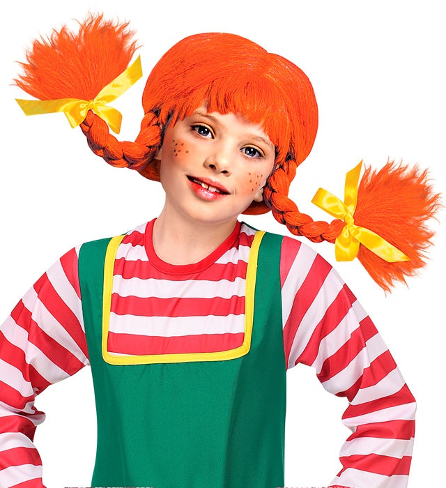 Bunte Perücke mit lustigen, modellierbaren Zöpfen für Fasnacht und Karneval