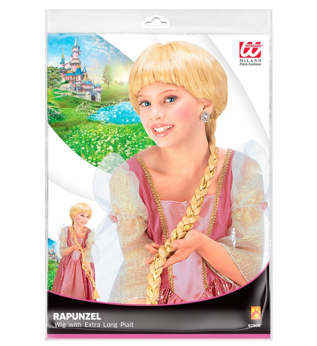 Rapunzel Perücke mit extra langem geflochtenem Zopf auf hellem Hintergrund