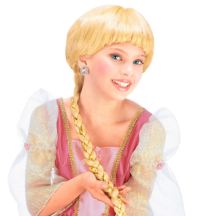 Rapunzel Perücke mit extra langem geflochtenem Zopf auf hellem Hintergrund