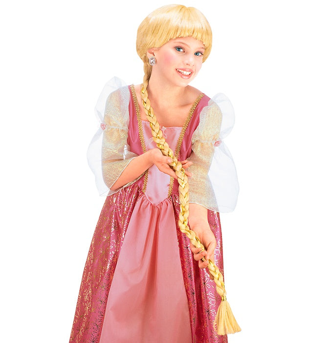 Rapunzel Perücke mit extra langem geflochtenem Zopf auf hellem Hintergrund