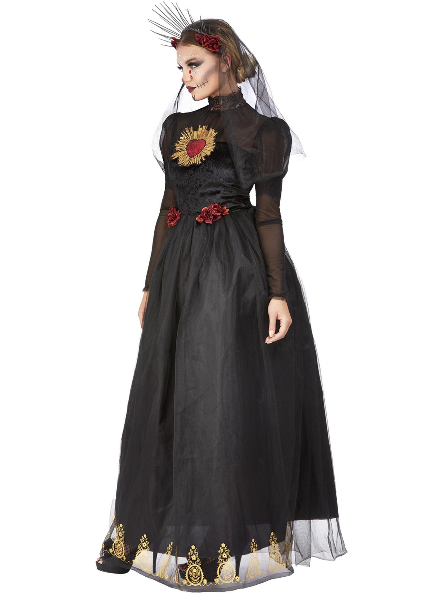 Smiffys DOTD LADY Sacred Heart Bride Kostüm in Schwarz für Damen – Seitenansicht