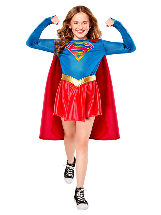 Rubies Supergirl Kinderkostüm für Mädchen mit Kleid und Umhang – Produktansicht