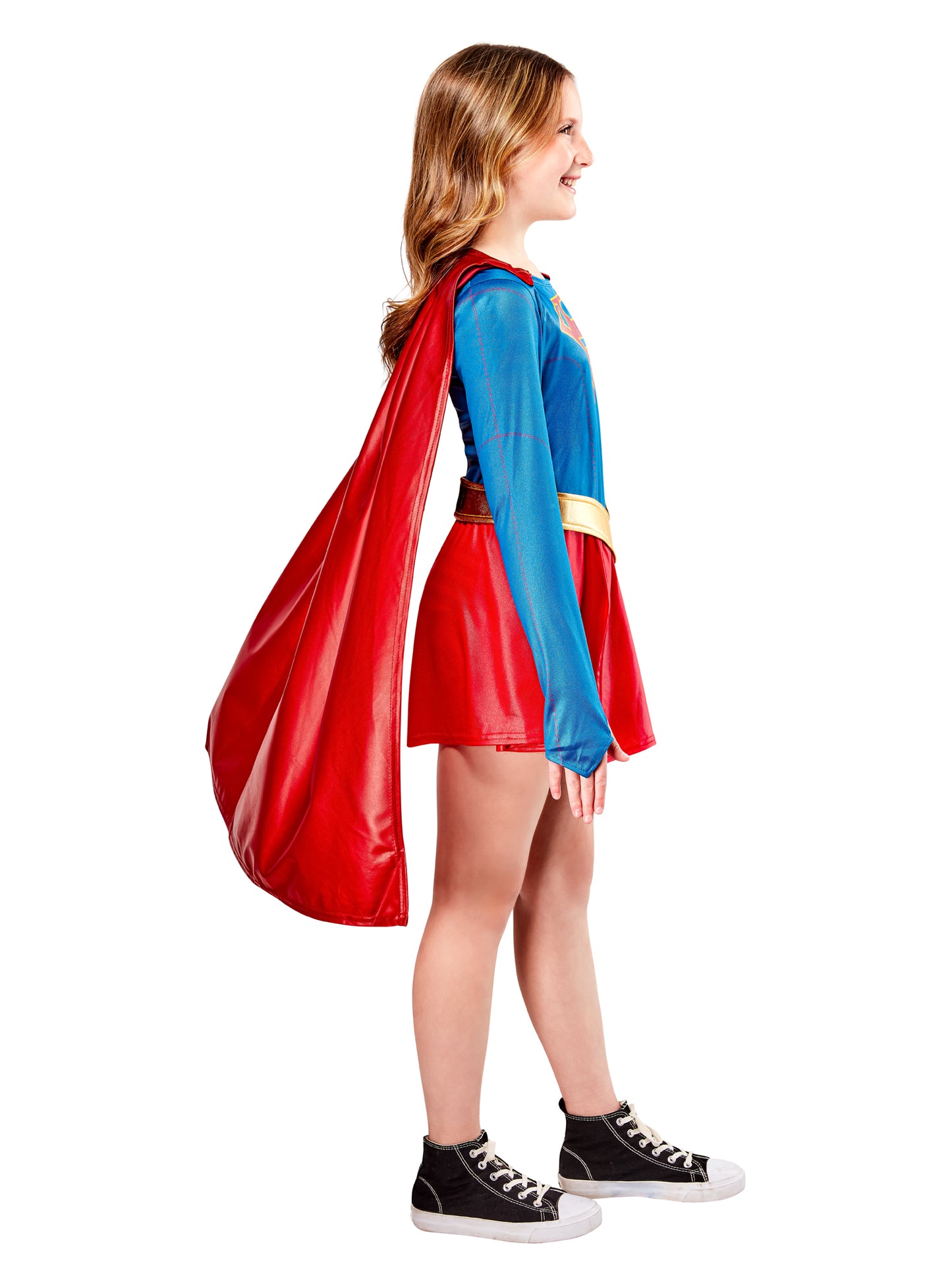 Rubies Supergirl Kinderkostüm für Mädchen mit Kleid und Umhang – Rückansicht