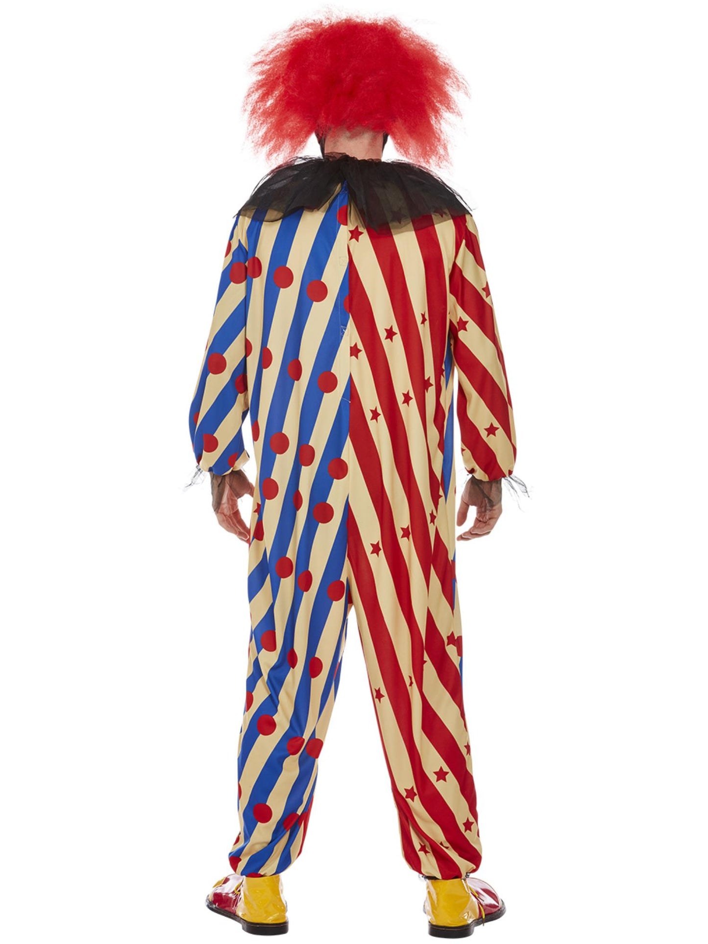 Smiffys Creepy Clown Kostüm Rot-Blau für Herren mit Maske – Detailansicht