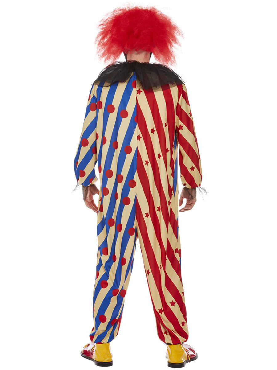 Smiffys Creepy Clown Kostüm Rot-Blau für Herren mit Maske – Detailansicht