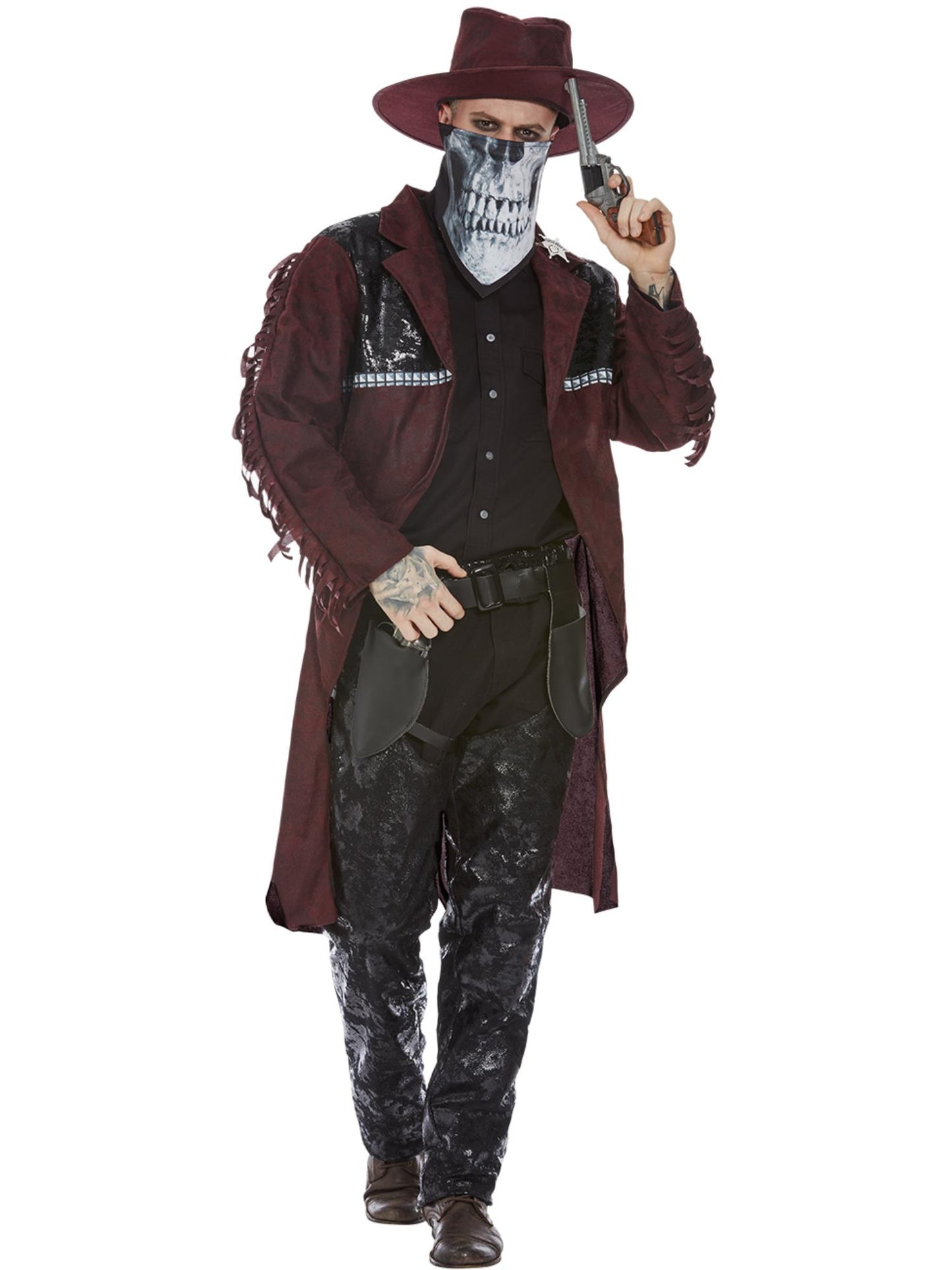 Smiffys Deluxe Dark Spirit Western-Cowboy-Kostüm für Herren in Rot – Produktansicht