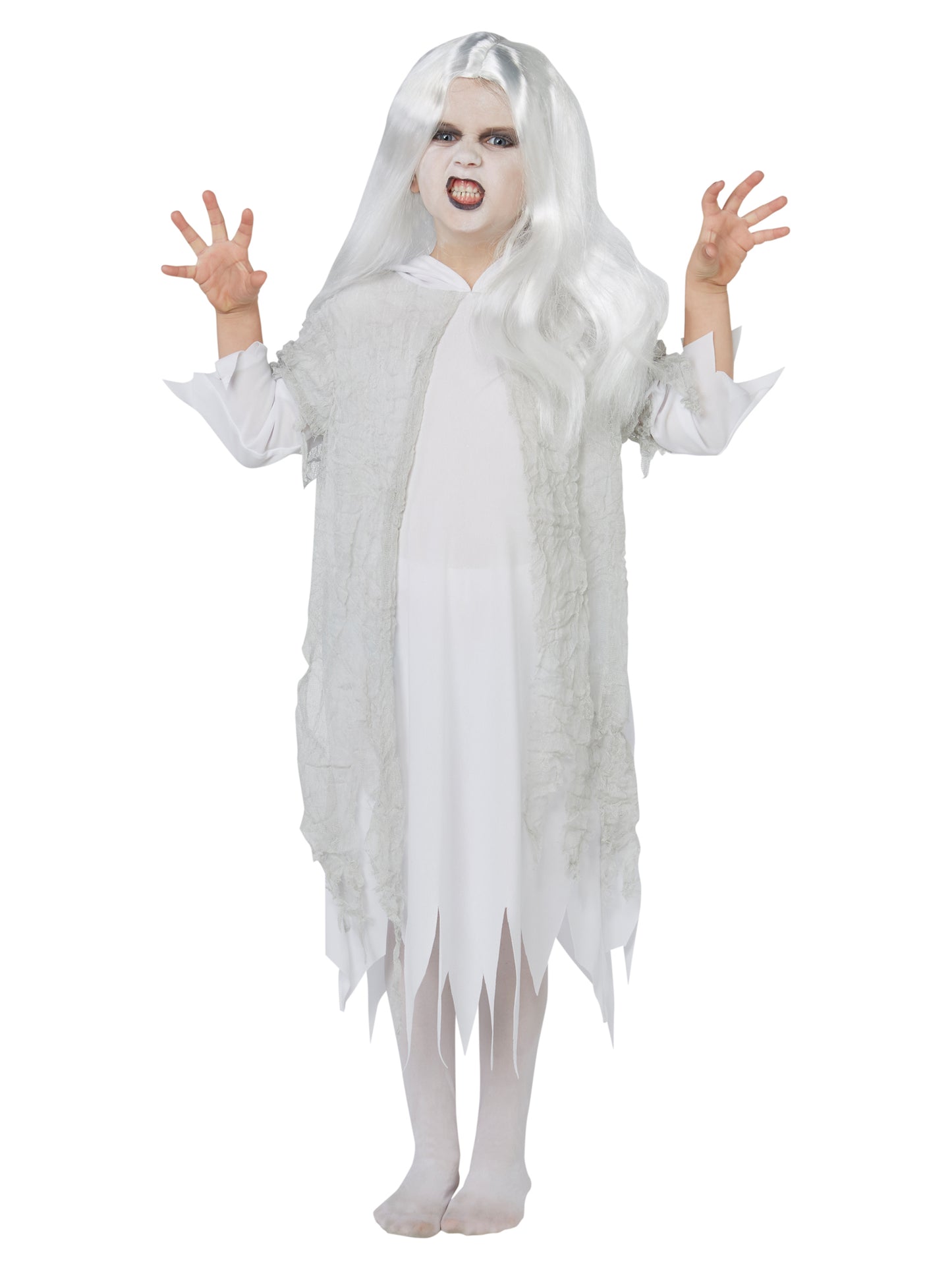 Rubies Ghostly Spirit Kinderkostüm für Mädchen mit Robe und Perücke – Produktansicht