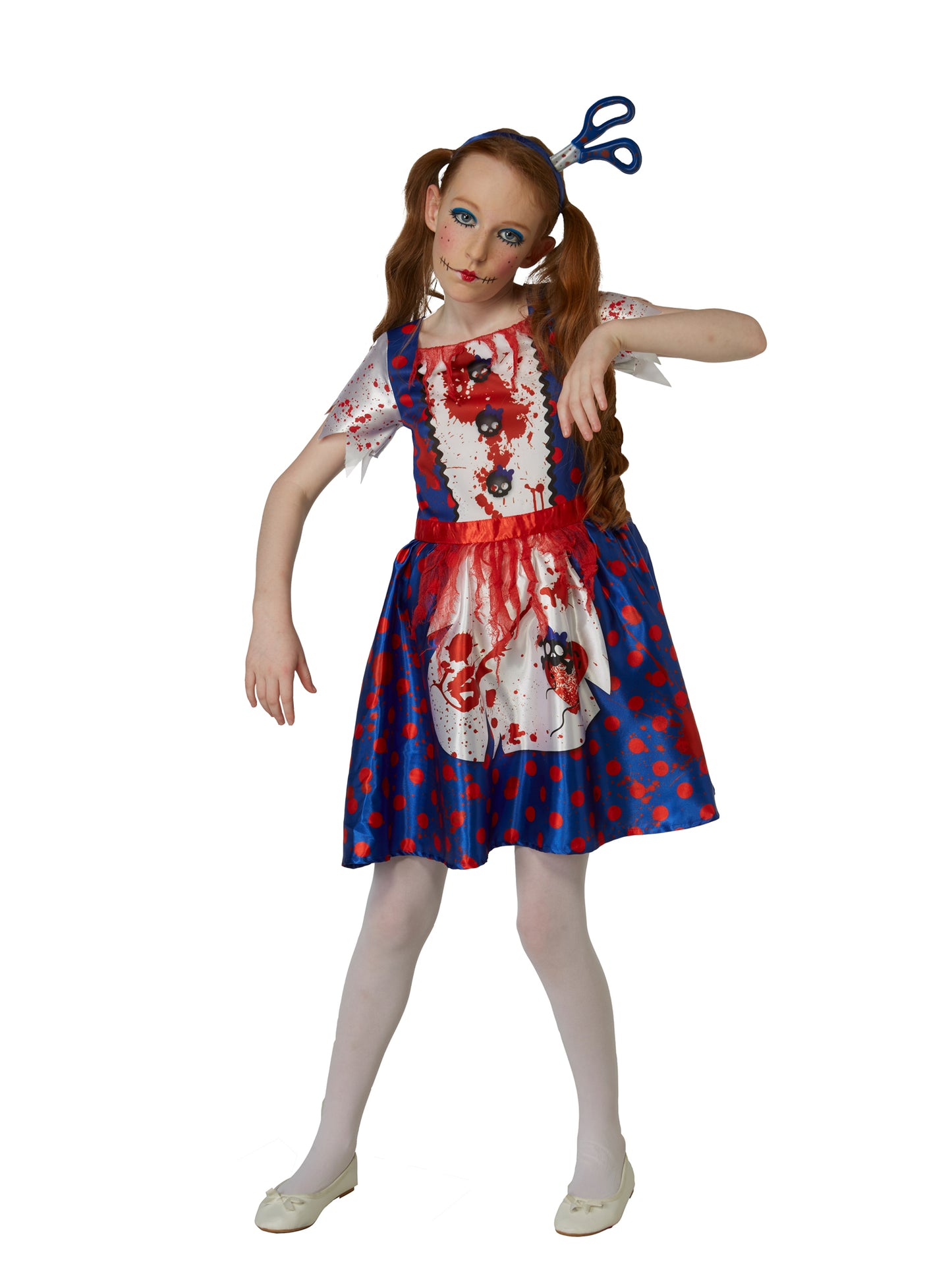 Rubies Rag-Doll-Kinderkostüm für Mädchen mit Kleid und Stirnband – Seitenansicht