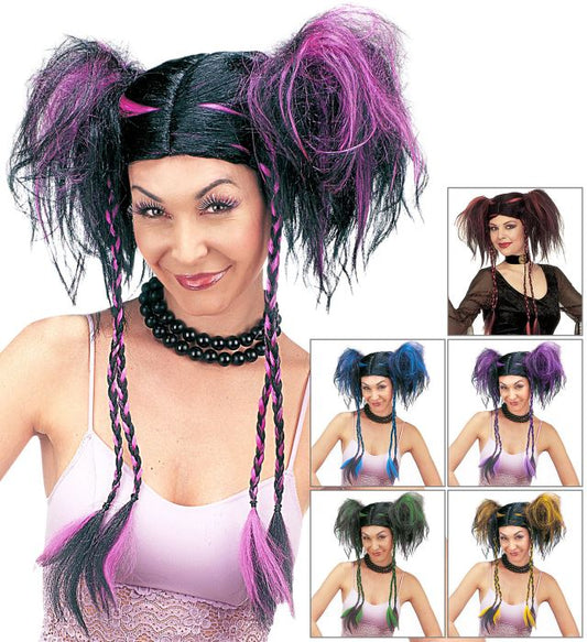 Bunte Perücke WASABI in verschiedenen Farben als Fasnachts-Accessoire