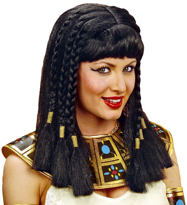 Perücke Königin vom Nil mit schwarzem, geradem Haar für Fasnacht