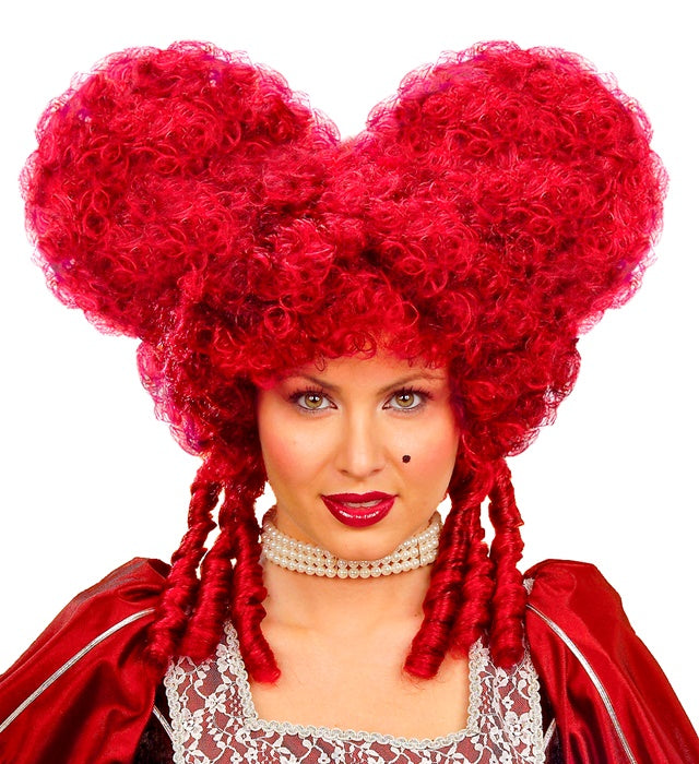 Bordeauxfarbene Barockperücke im voluminösen Stil für Fasnacht und Mottopartys