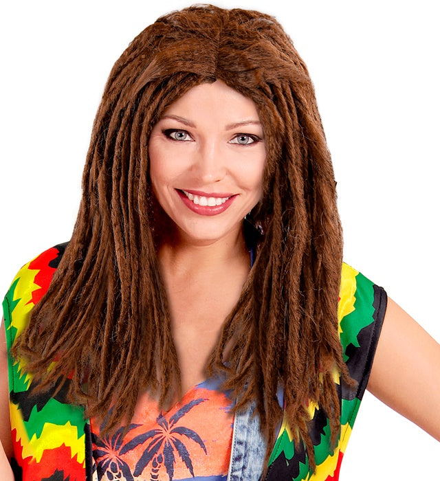 Braune Dreadlocks-Perücke als Kostümzubehör für Fasnacht und Karneval