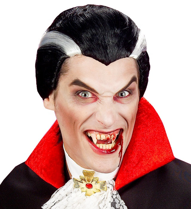 Schwarze Vampir-Perücke für Halloween und Fasnacht