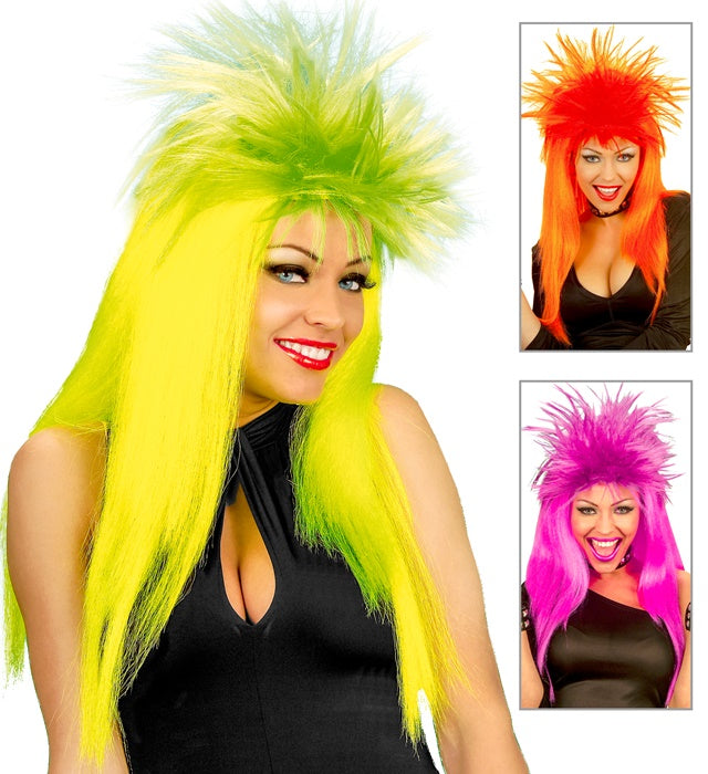 Neon Punkadelic Perücke in leuchtenden Farben für Fasnacht und Karneval