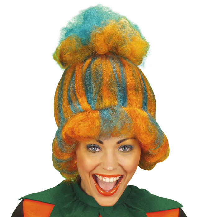 Leuchtende Kürbis-Perücke als Kostümzubehör für Halloween und Fasnacht
