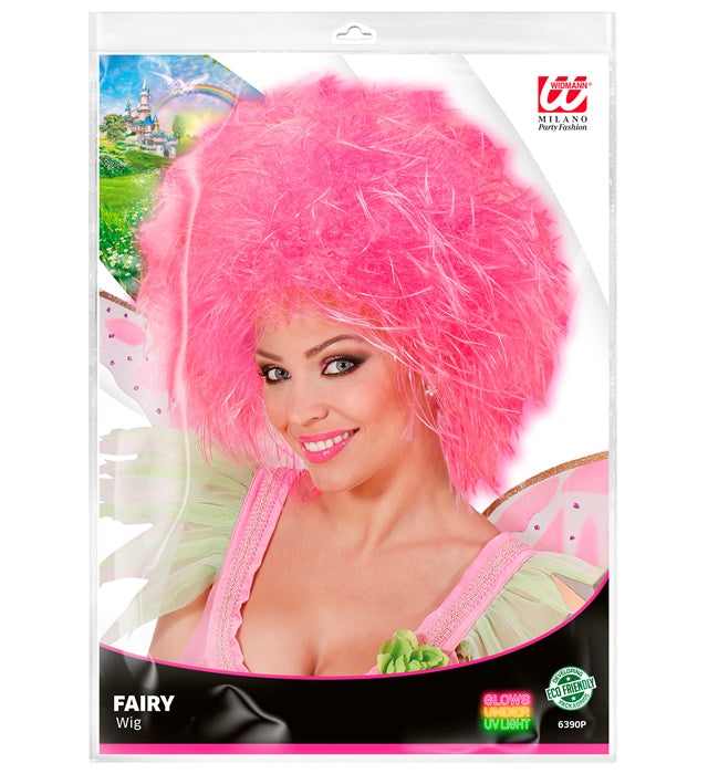 Neonpinke Fee-Perücke für Fasnacht und Mottopartys