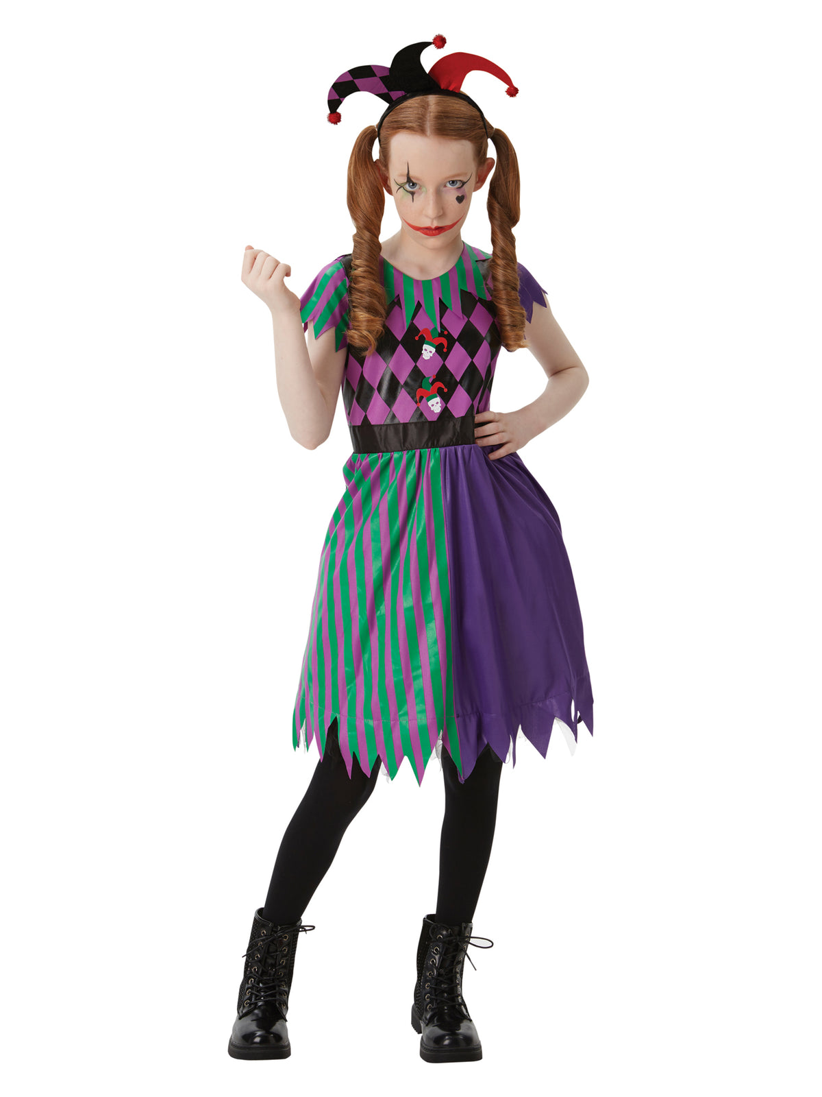 Harlekin-Jungenkostüm für Kinder von Rubies mit Kleid und Headband