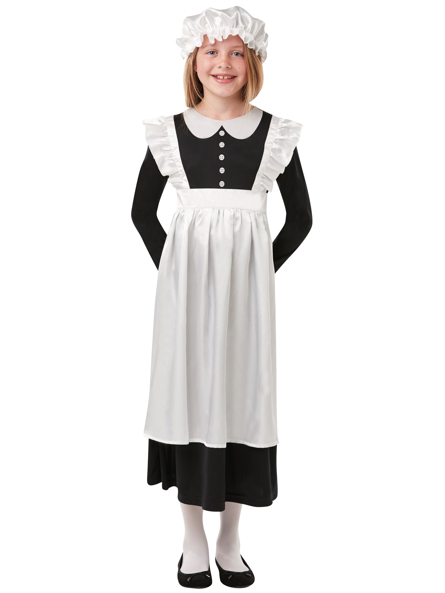 Rubies Victorian Maid Kinderkostüm für Mädchen mit Kleid, Schürze und Haube – Produktansicht