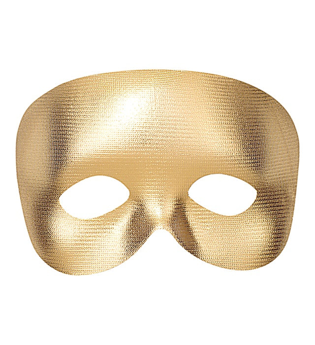 Goldene Augenmaske Phantom auf weißem Hintergrund, elegantes Kostümzubehör