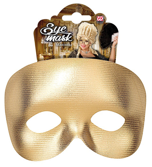Goldene Augenmaske Phantom auf weißem Hintergrund, elegantes Kostümzubehör