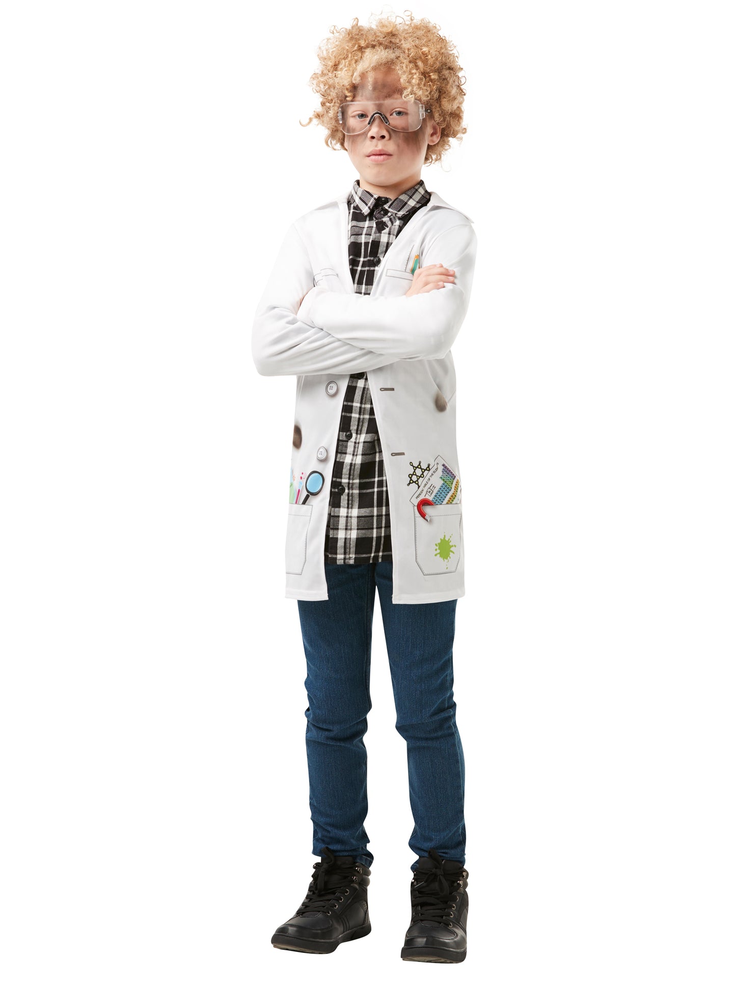 Rubies Mad Scientist Kinderkostüm für Jungen mit bedruckter Jacke – Detailansicht