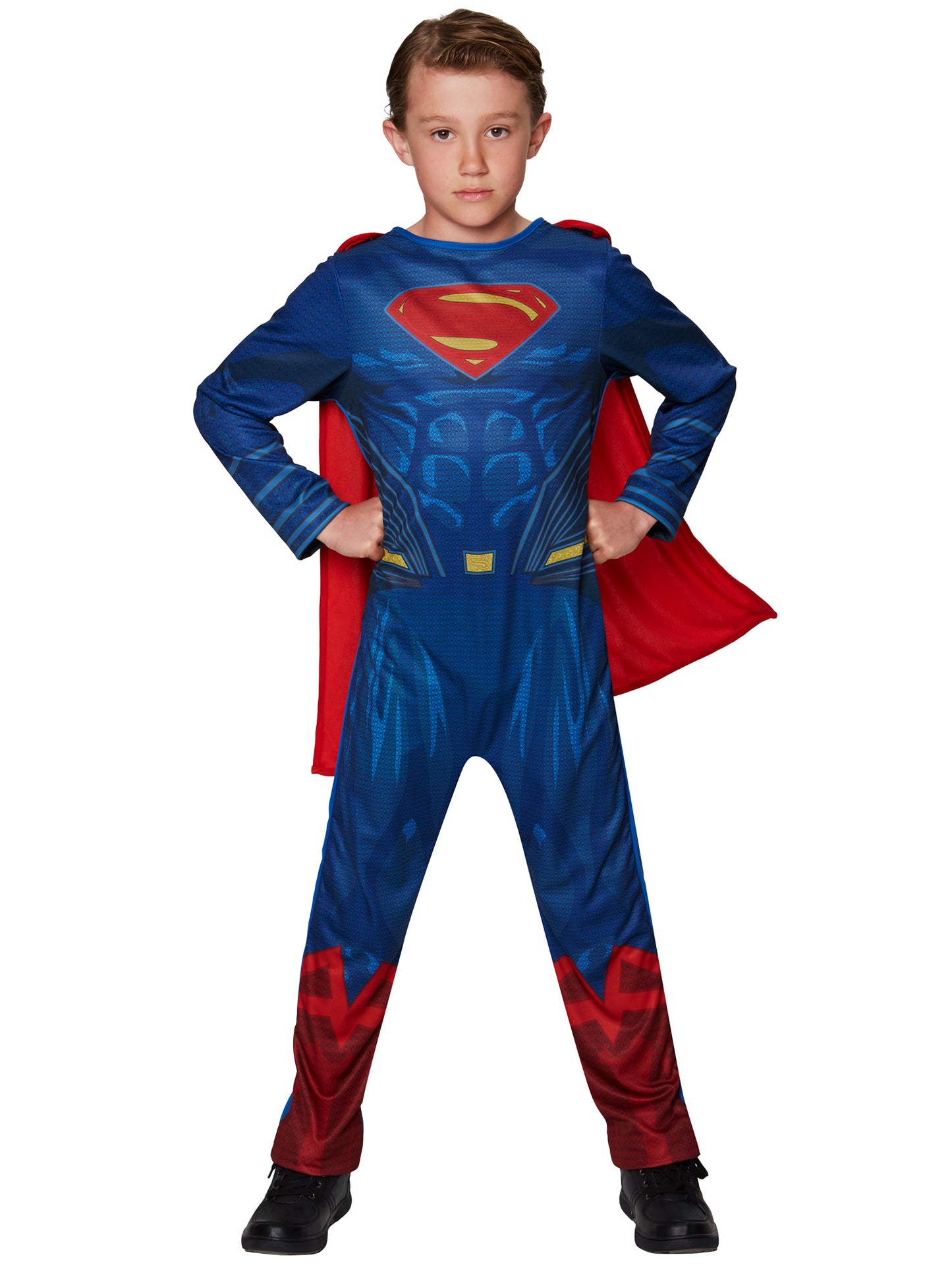 Rubies Superman Kinderkostüm für Jungen mit Overall und abnehmbarem Umhang – Seitenansicht