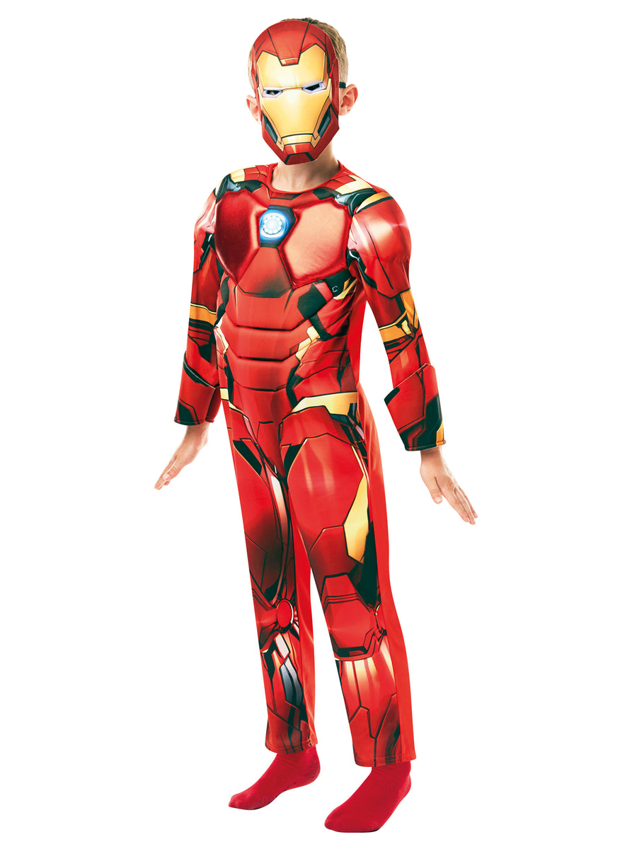 Rubies Iron Man Kinderkostüm mit gepolstertem Overall, 3D-Manschetten und Maske – Produktansicht