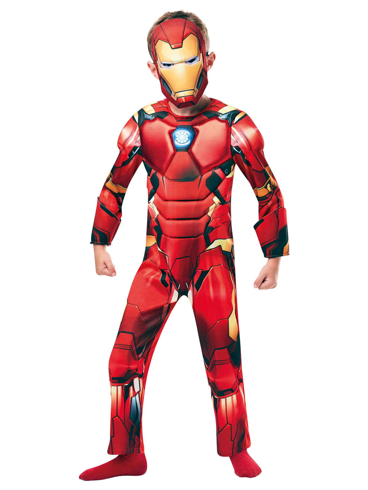 Rubies Iron Man Kinderkostüm mit gepolstertem Overall, 3D-Manschetten und Maske – Detailansicht