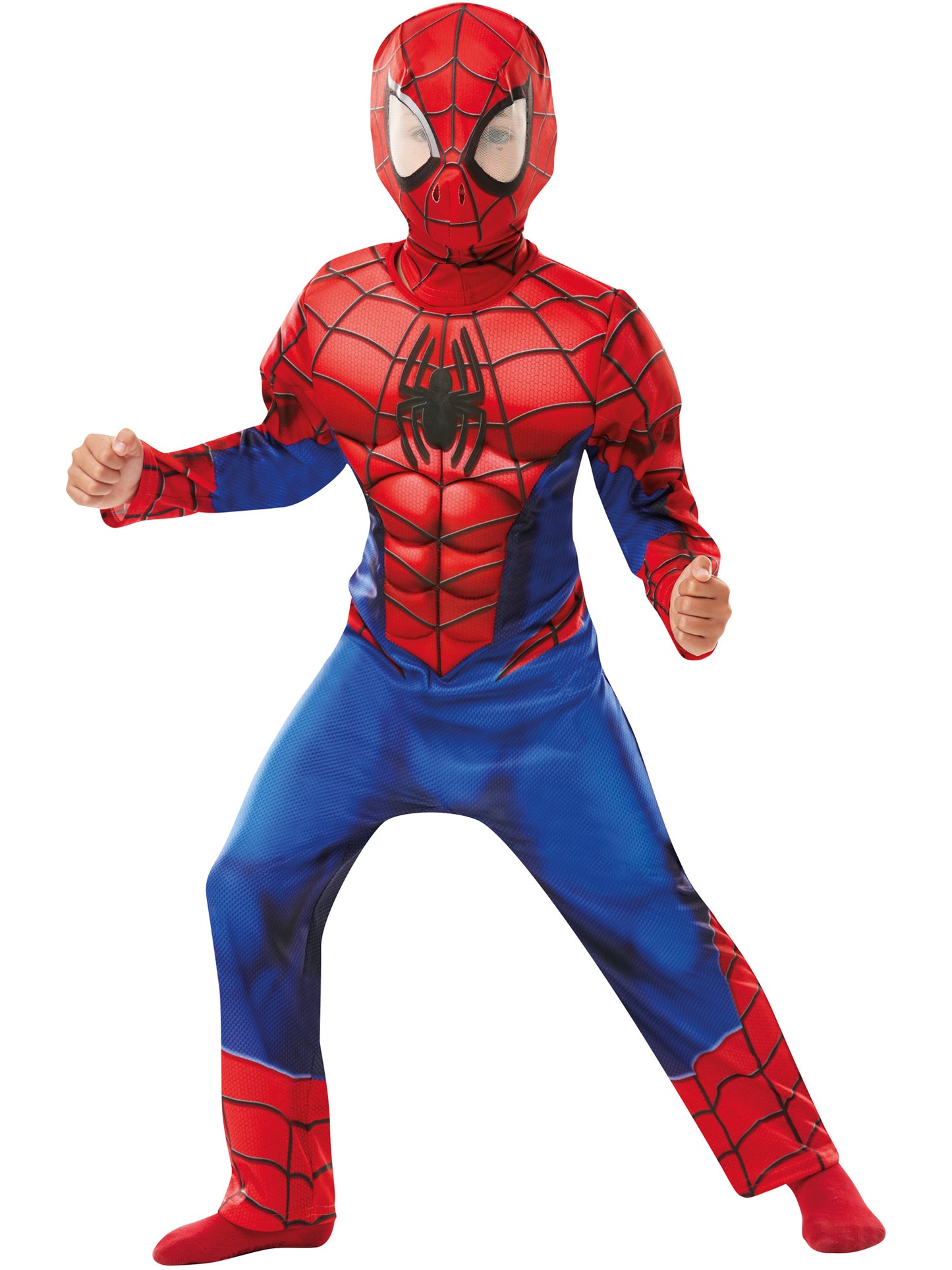 Rubies Spider-Man Deluxe Kinderkostüm für Jungen mit gepolsterter Muskelbrust – Seitenansicht