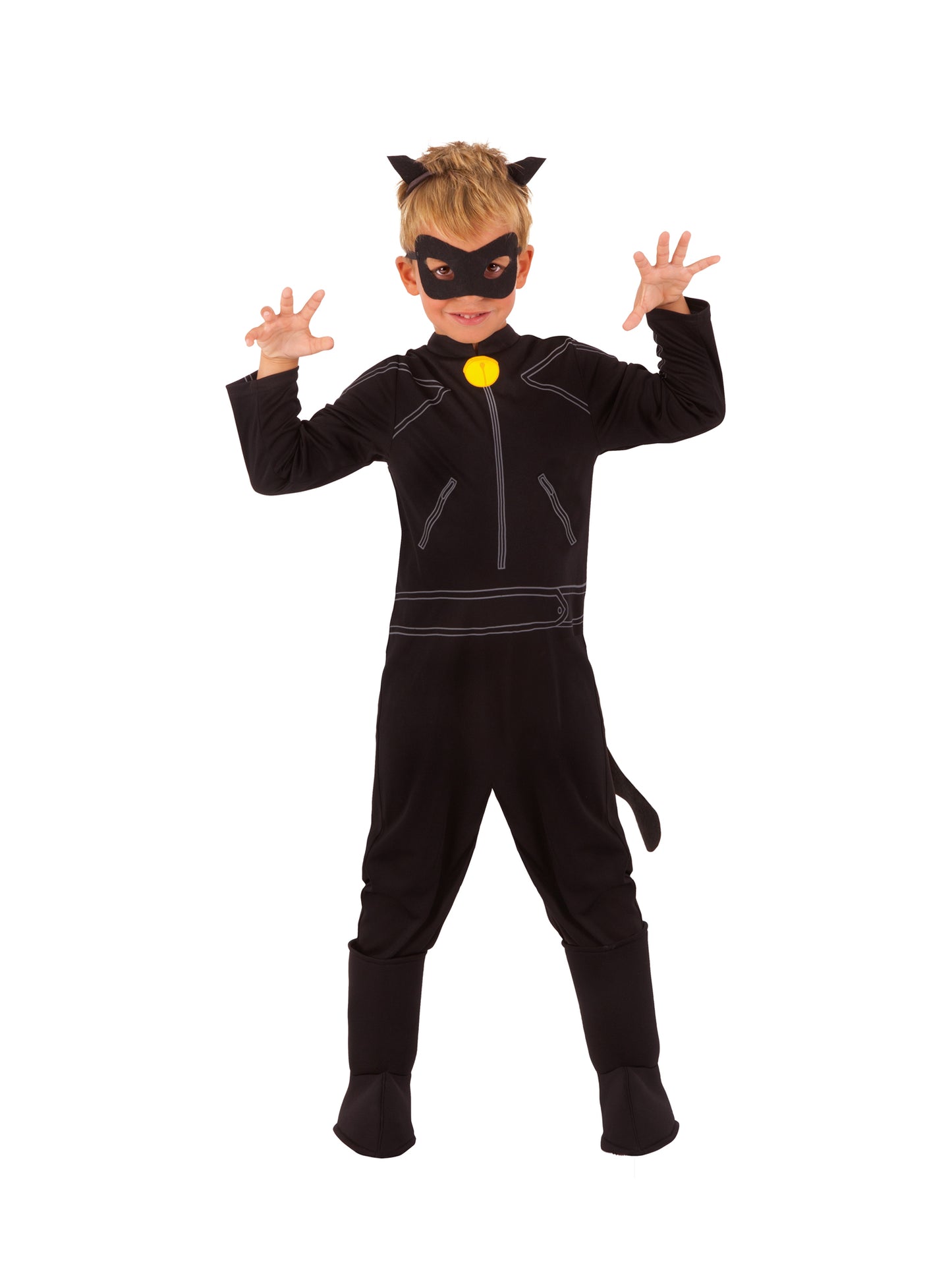Rubies Cat Noir Kinderkostüm für Jungen mit Overall, Schwanz, Maske und Kopfbedeckung