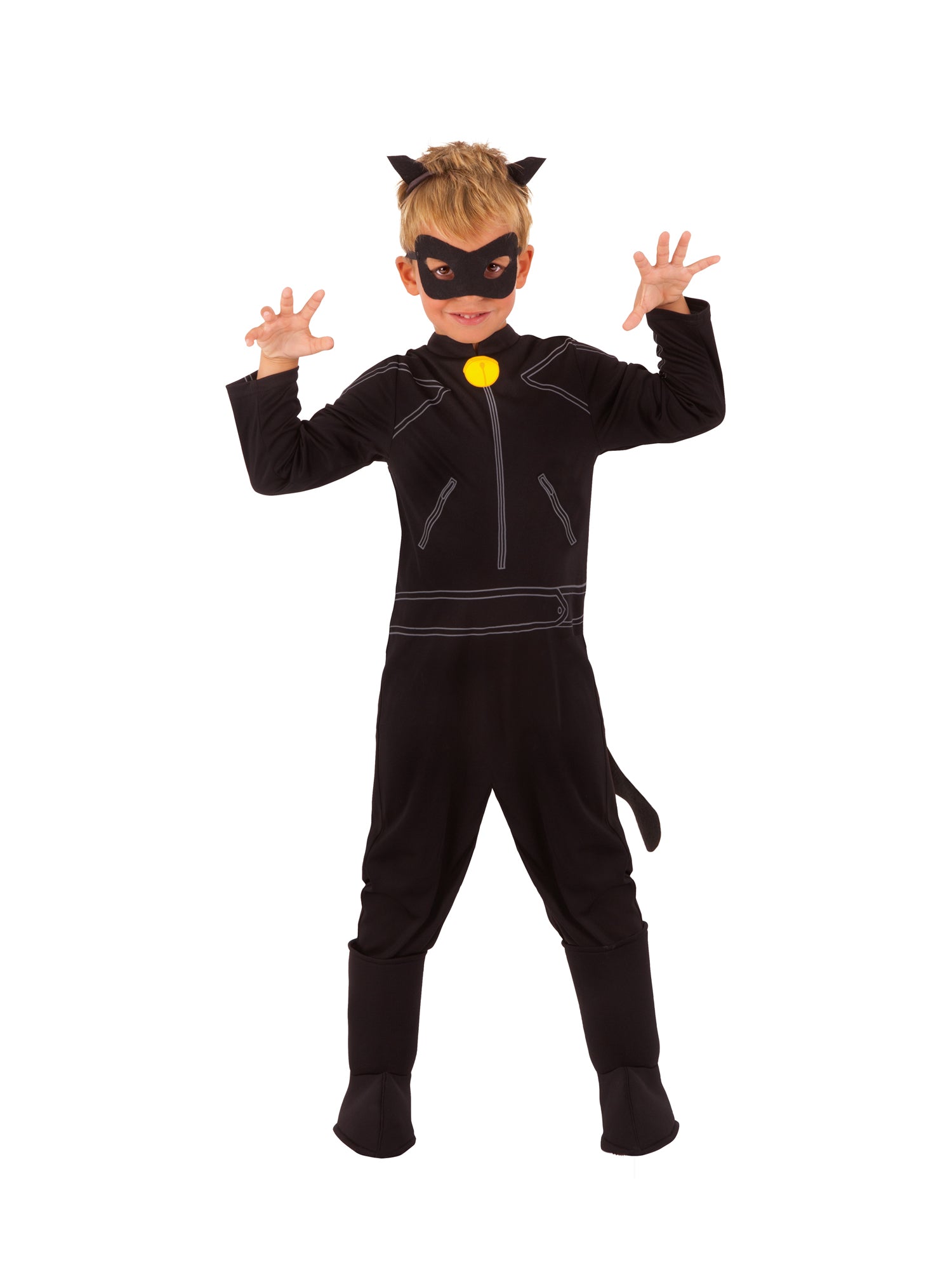 Rubies Cat Noir Kinderkostüm für Jungen mit Overall, Schwanz, Maske und Kopfbedeckung