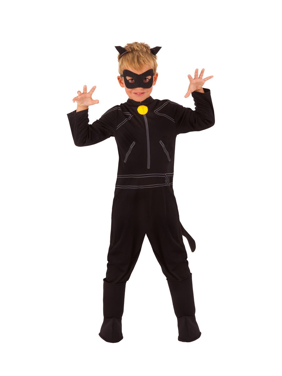 Rubies Cat Noir Kinderkostüm für Jungen mit Overall, Schwanz, Maske und Kopfbedeckung