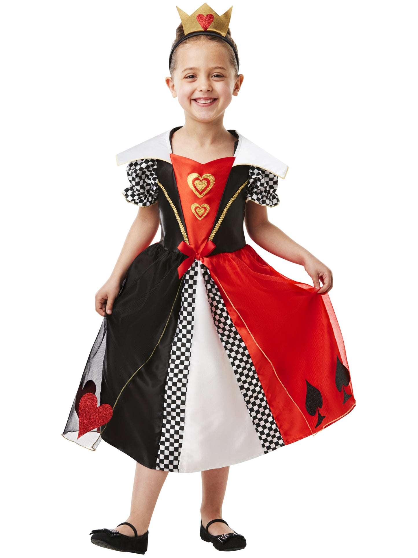 Rubies Red Queen Kinderkostüm für Mädchen mit Kleid und Krone – Produktansicht
