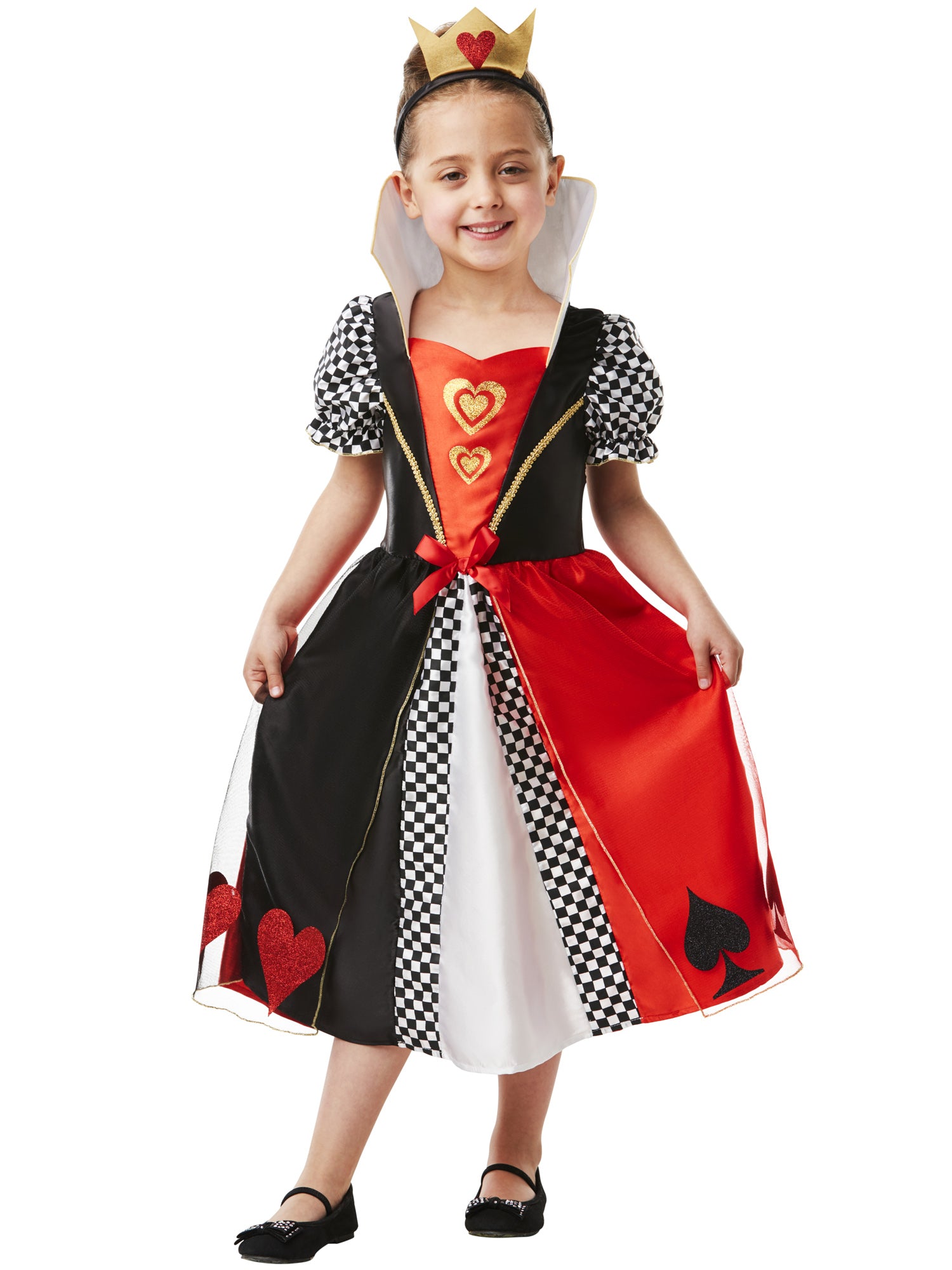 Rubies Red Queen Kinderkostüm für Mädchen mit Kleid und Krone – Seitenansicht