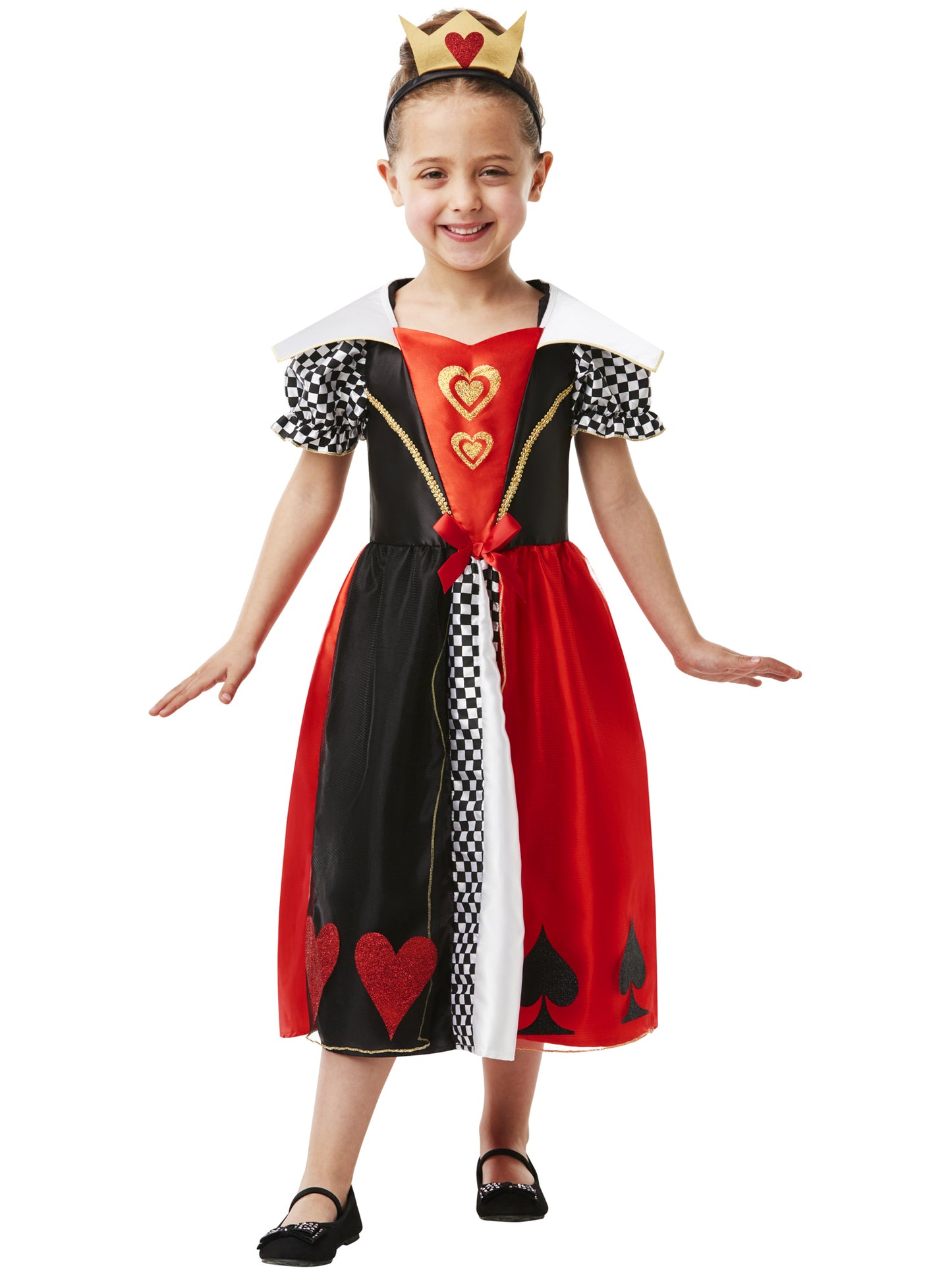 Rubies Red Queen Kinderkostüm für Mädchen mit Kleid und Krone – Rückansicht