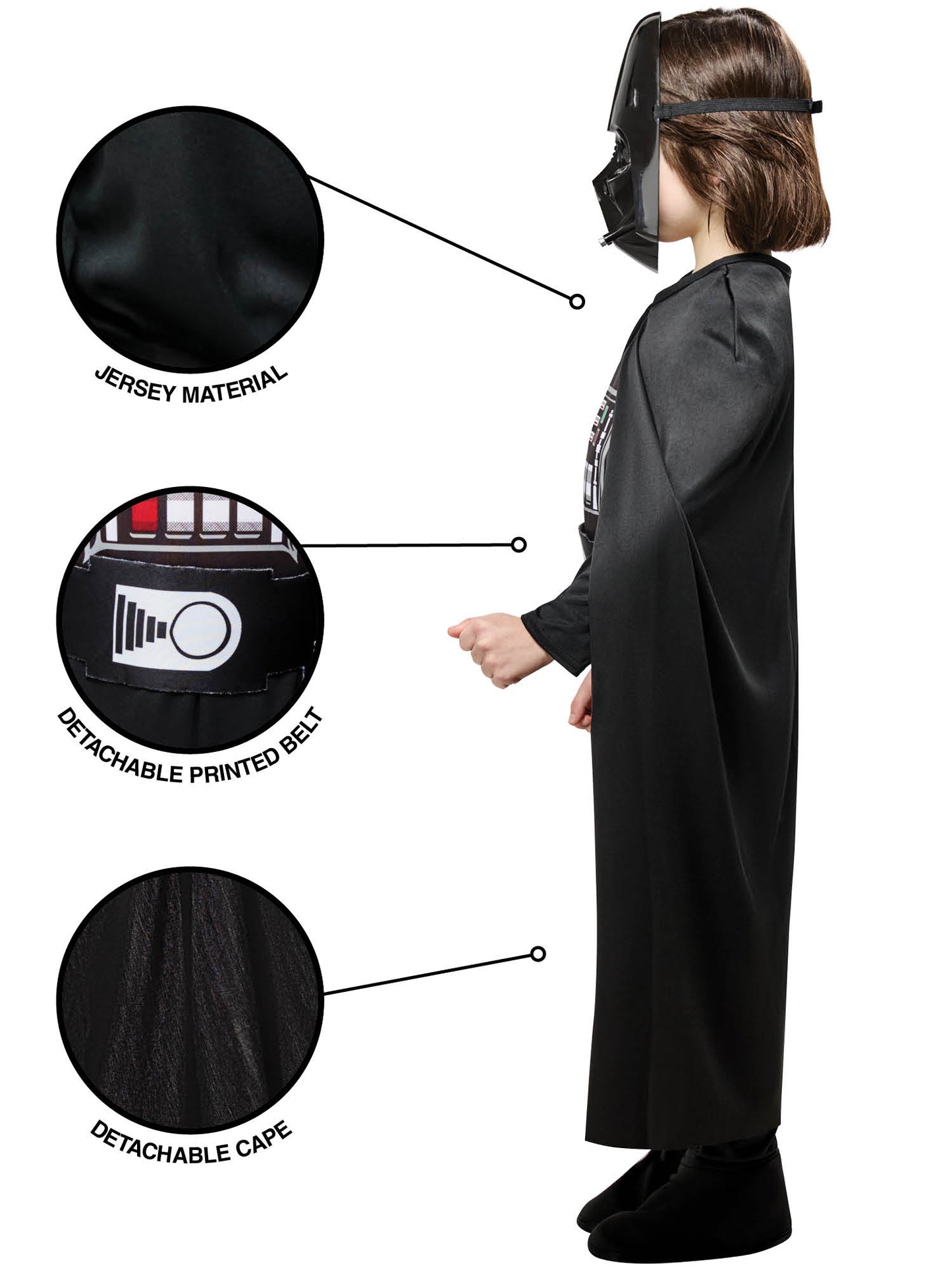 Rubies Darth Vader Kinderkostüm mit Overall, Maske und Umhang – Rückansicht