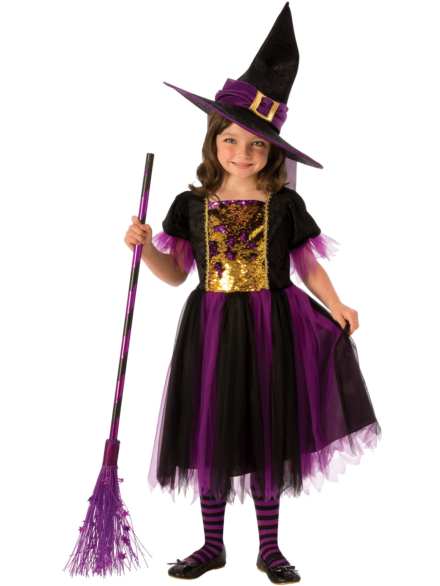 Rubies Magic Witch Kinderkostüm für Mädchen mit Kleid und Hut – Produktansicht