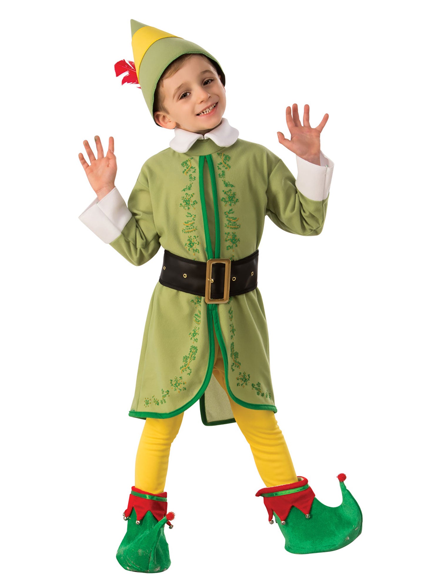 Rubies Buddy the Elf Kinderkostüm für Jungen mit Jacke, Hut, Tights und Gürtel