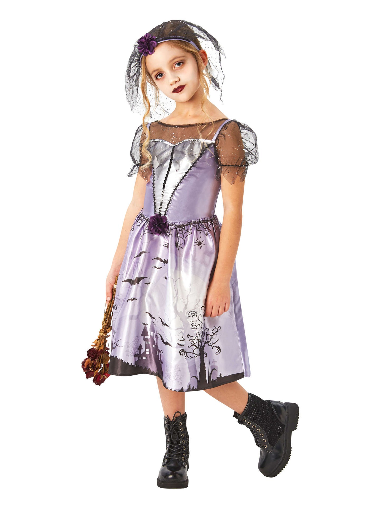 Rubies Gothic-Bride-Kinderkostüm für Mädchen mit Kleid und Schleier – Produktansicht