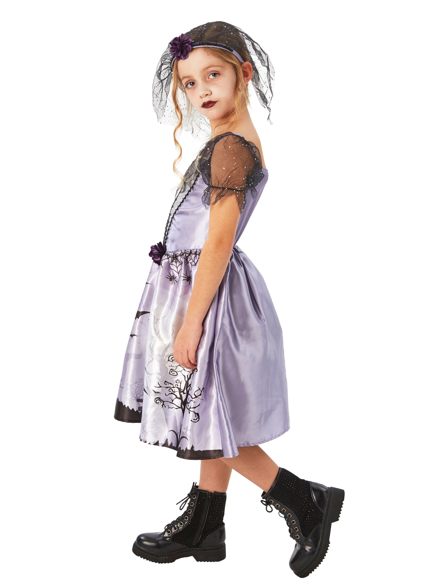 Rubies Gothic-Bride-Kinderkostüm für Mädchen mit Kleid und Schleier – Detailansicht