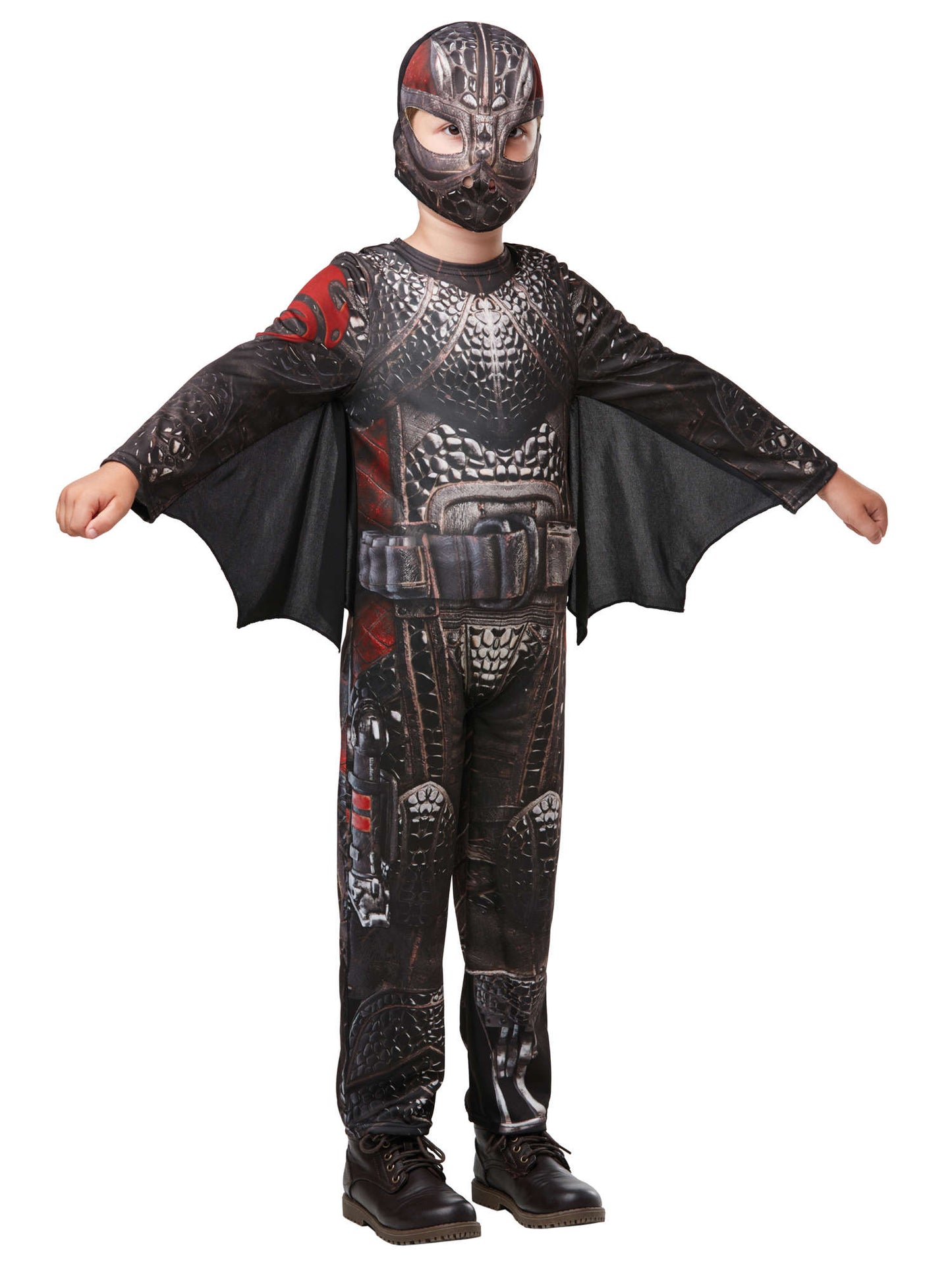 Rubies Hiccup Kinderkostüm im Battlesuit-Design mit Overall, Flügeln und Snood – Produktansicht